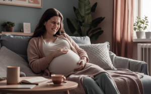 femme ayant des contractions de braxton hicks